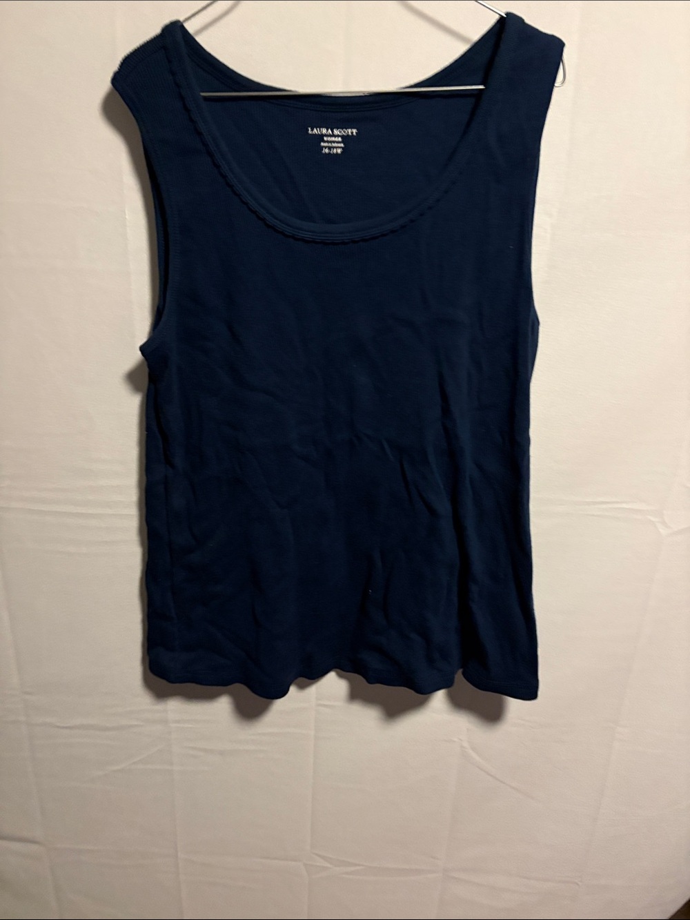 Laura Scott Dark Navy Scoop Neck Tank Top